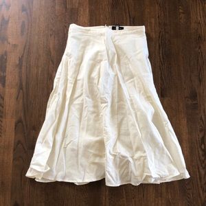 White linen midi skirt